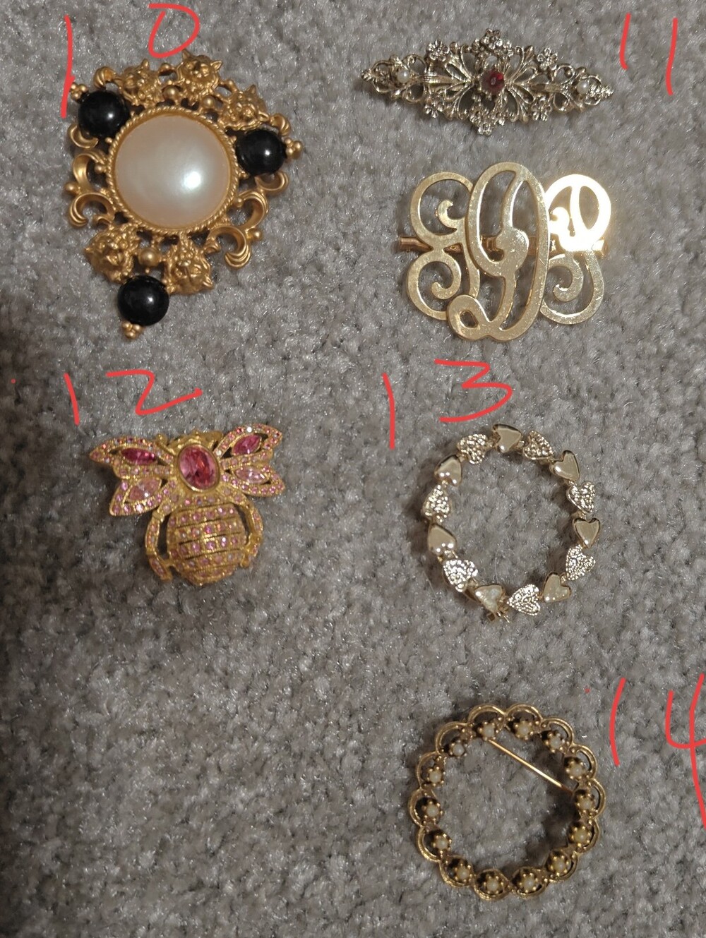 Gold-Tone Vintage Style Brooch Collection - ratcatcher Accents, vintage